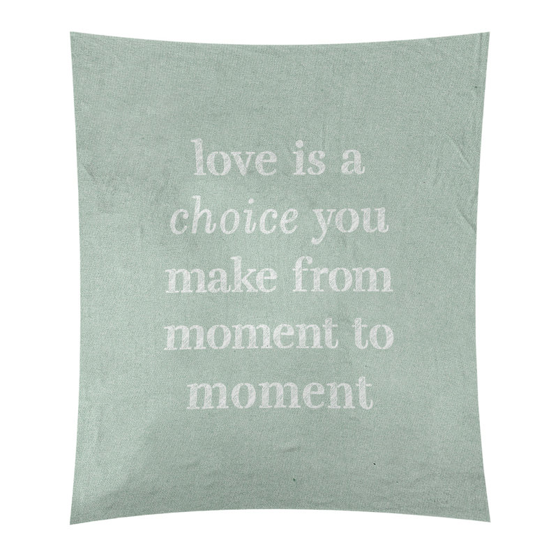 Tapisserie de polyester, l’amour d’écriture est un choix de citation, H 80 po x l 68 po, Vert / blanc