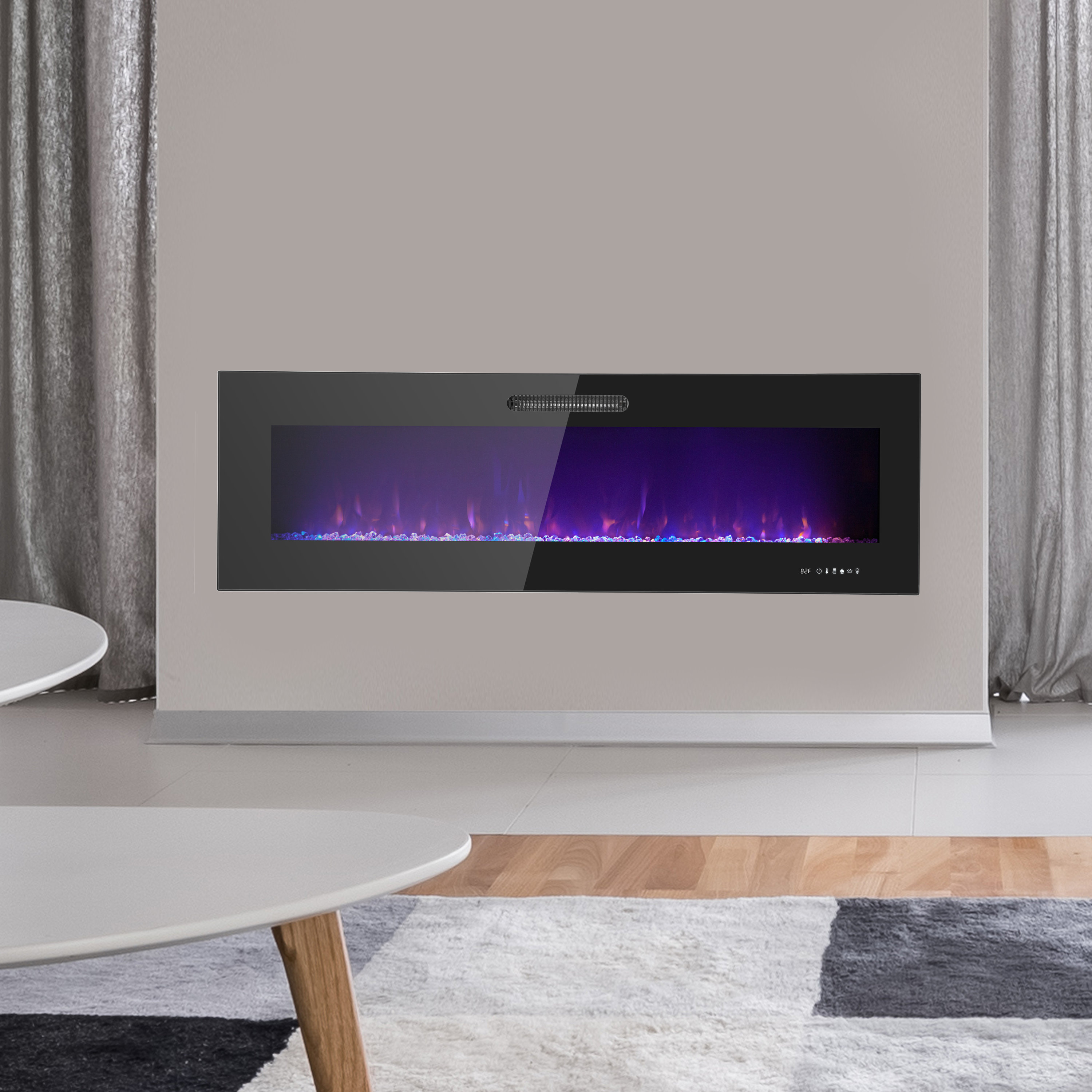 Symple Stuff Antilles LED Recessed Wall Mounted Electric Fireplace u0026  Reviews | Wayfair
