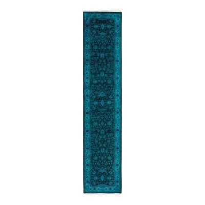 Labrusca One-of-a-Kind 2' 6" X 12' 2" New Age Runner Wool Area Rug Blue