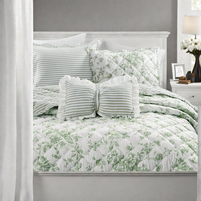 Ensemble de literie réversible pour très grand lit, courtepointe à motif floral moderne en microfibre douce