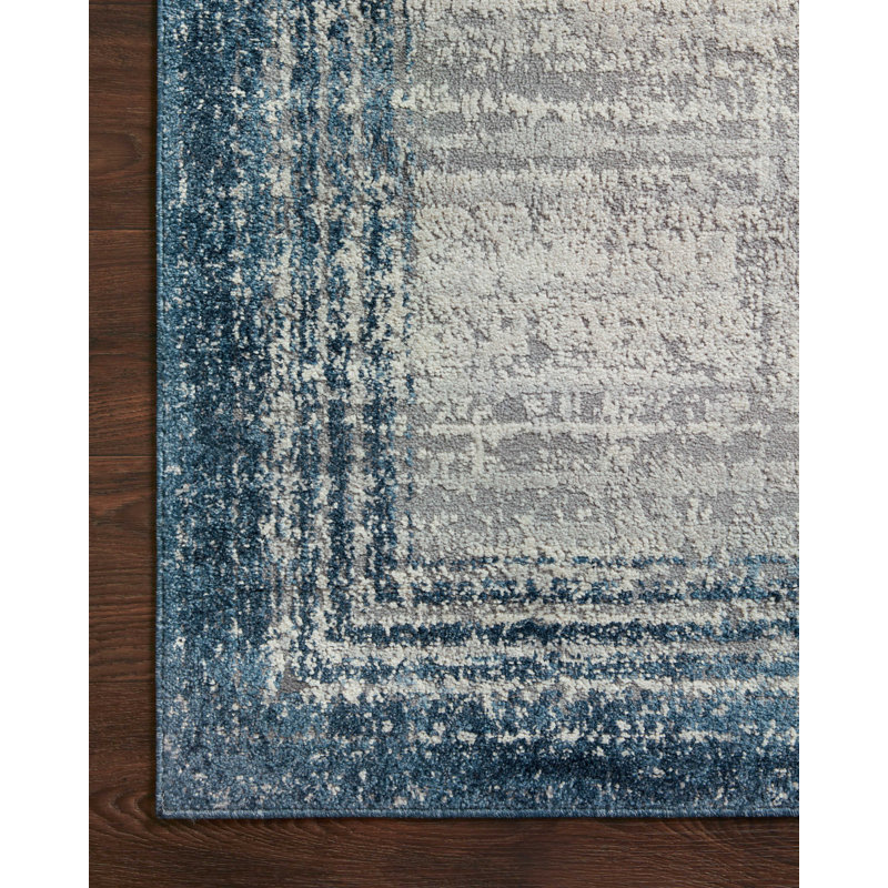 Tapis bleu marine / gris Esenler, Rectangle 5 pi 3 po x 7 pi 7 po