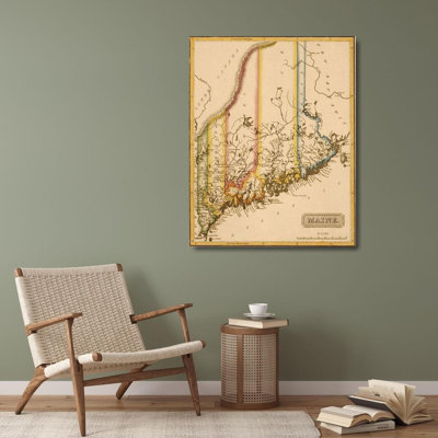 Art sur toile tendue Lark Manor ™, Cartes rétro, Maine 1817 61962