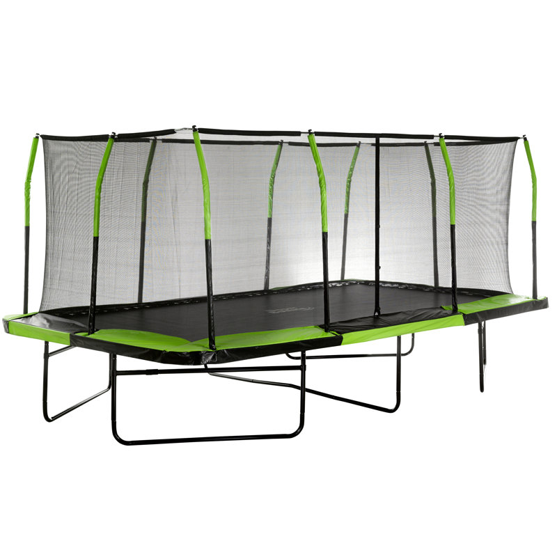 Machrus Upper Bounce - Mega 10' X 17' Gymnastics Style, Rectangular Trampoline - Green/Black