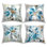 Coussin décoratif moderne à imprimé floral abstrait bleu par Liz Jardine (ensemble de 4)