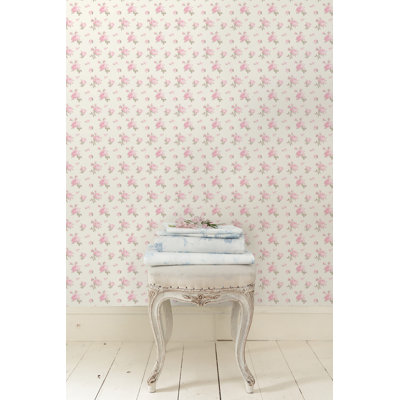 Rouleau de papier peint L 33 pi x l 20,5 po Rose