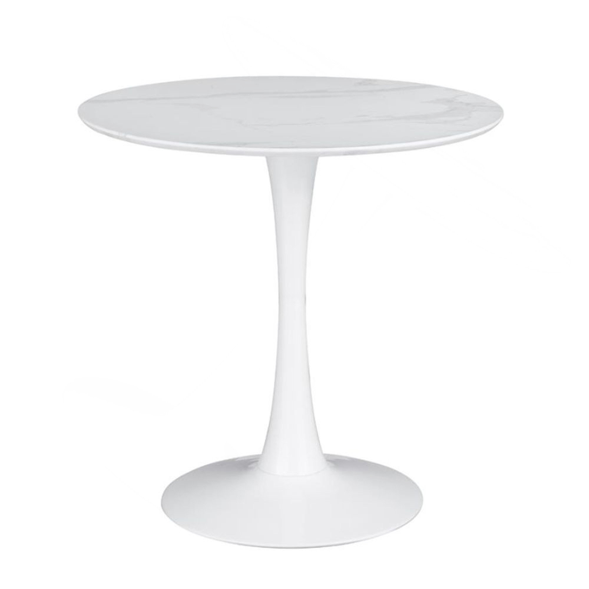 George Oliver Round 30-Inch Faux Marble Top Dining Table, White | Wayfair