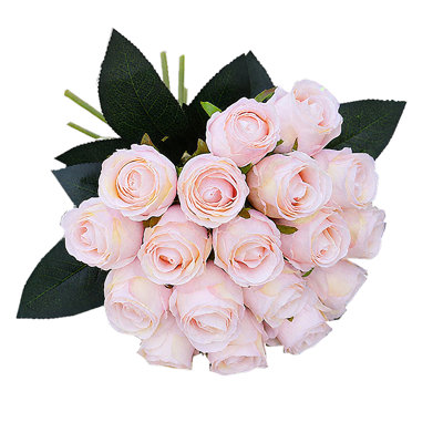 18 Heads/Bunch Fake Rose Hand Artificial Silk Flower For Wedding Home Decoration Bridal Bouquet