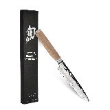 Shun Premier Blonde 5" Steak Knife, Handcrafted and Hand-Sharpened Japanese Knife for Professional and Home Chefs, VG-MAX Core with Damascus Stainless Steel Cladding, Pakkawood Handle
