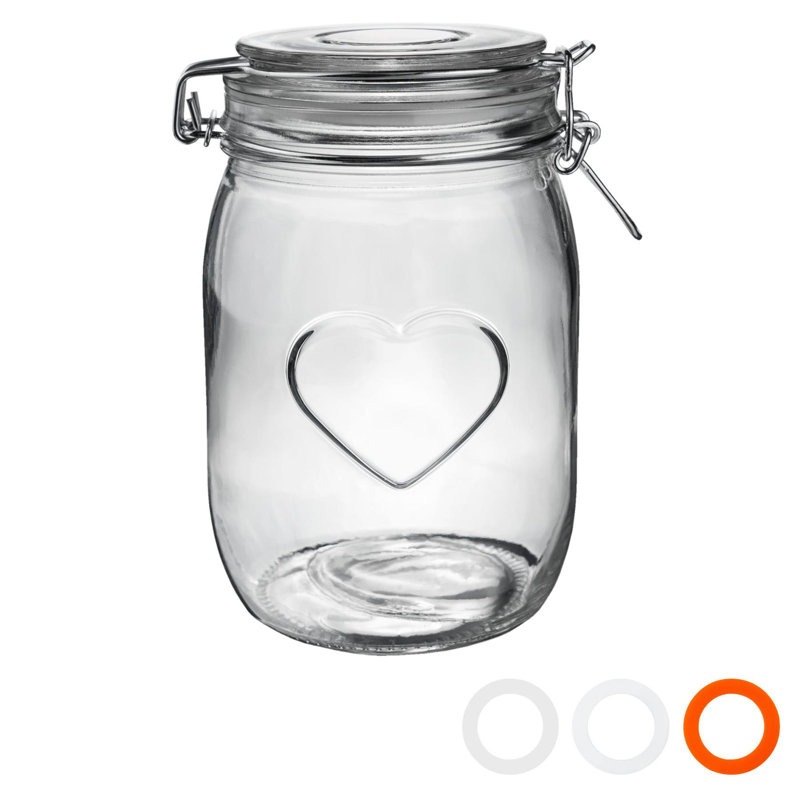 Nicola Spring - Heart Glass Storage Jar, 17cm H x 10.5cm W x 10.5cm D, Clear