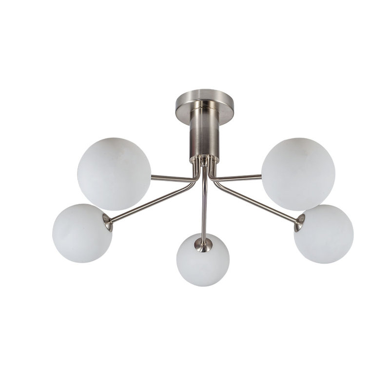 Aure Glass Semi Flush Mount, Satin Chrome 