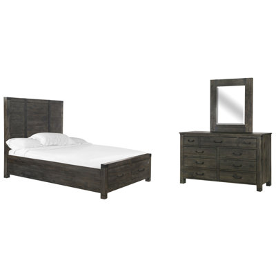 California King Panel Storage Bed And Drawer Drawer Dresser With Portrait Mirror