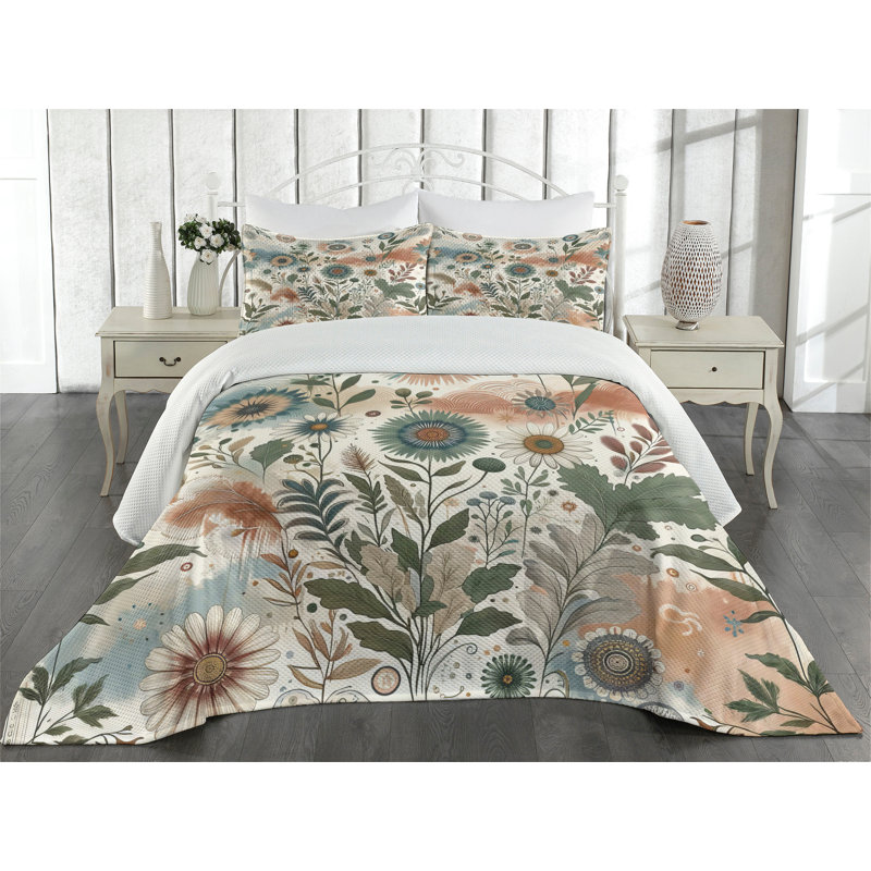 Polyester Floral Coverlet, King Coverlet + 2 Standard Shams