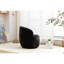 Chaise chenille en tissu avec base pivotante et structure en bois pour le revêtement ergonomique noir 360-1693989175