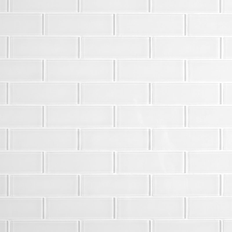 Carreau de mosaïque mural en verre brillant 11,8 po x 11,8 po, Blanc