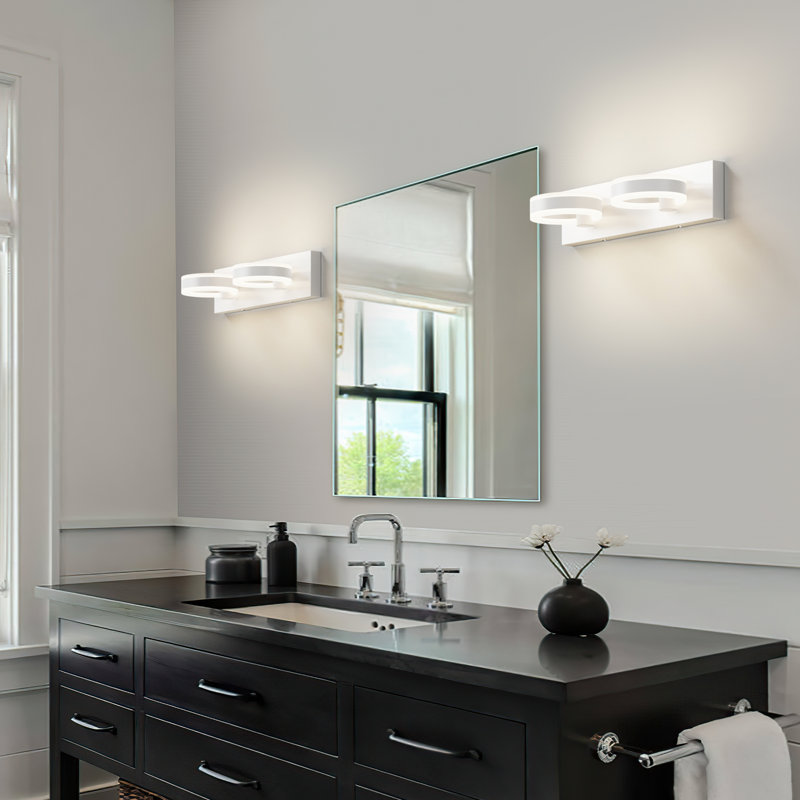 Éclairage à DEL à intensité variable pour meuble-lavabo Ghian, White, 2-Light