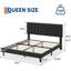 Upholstered Platform Bed with Velvet and Striped Headboard-677049098