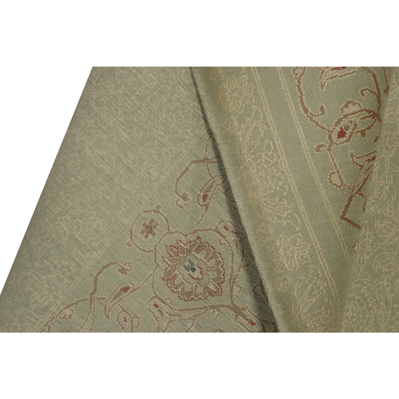 High-Quality Hand-Knotted Light Green Area Rug