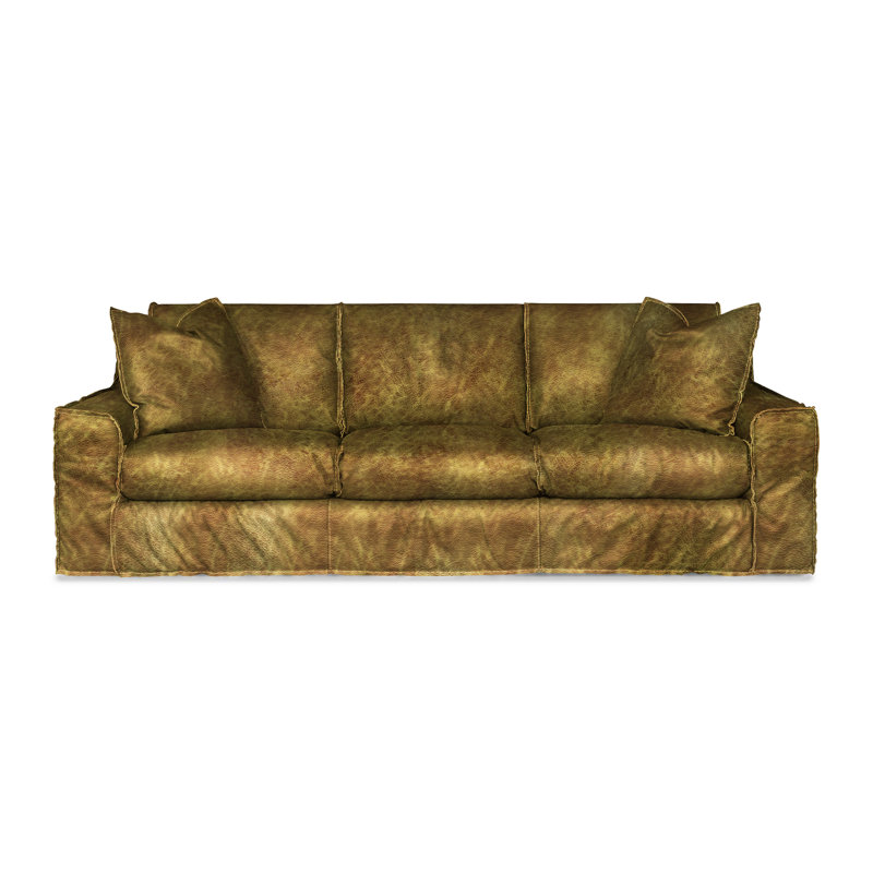 Canapé à accoudoirs carrés en cuir véritable 99 po Melrose, Acier (coyote), Muscade