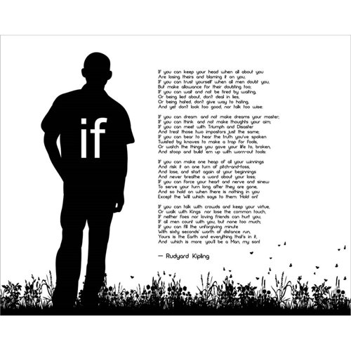 Trinx If By Rudyard Kipling - Man Silhouette White On Canvas by Quote ...