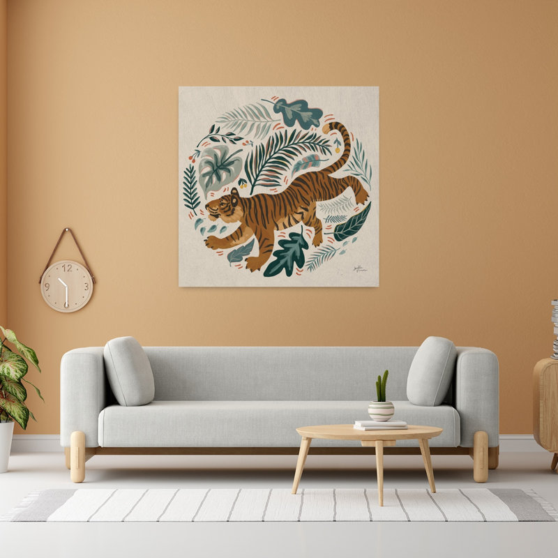Grand chat, beauté, chat abstrait, palmier, tigre, art animalier, H 48 po x l 48 po