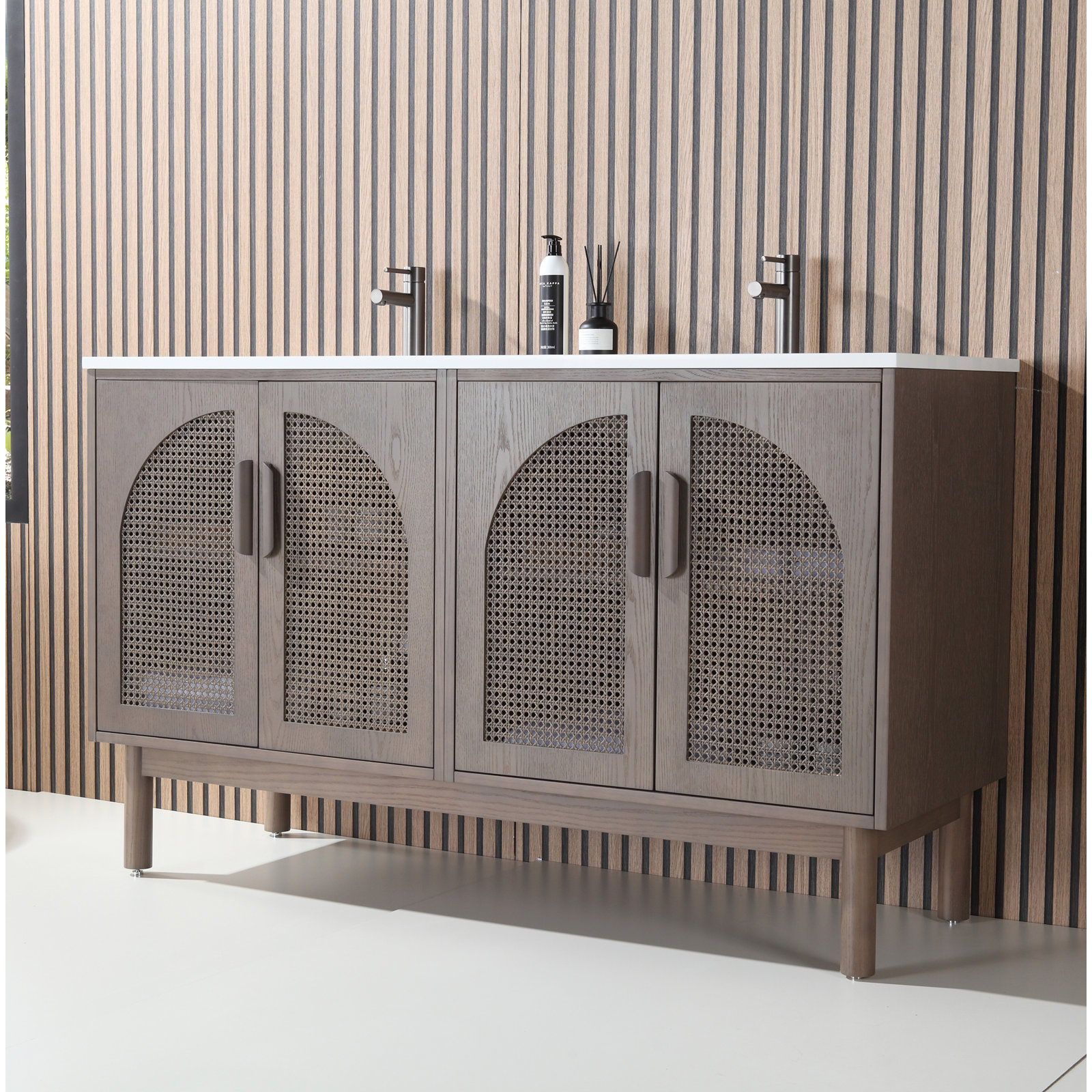 Emir 59" Cedar Double Bathroom Vanity, Brown