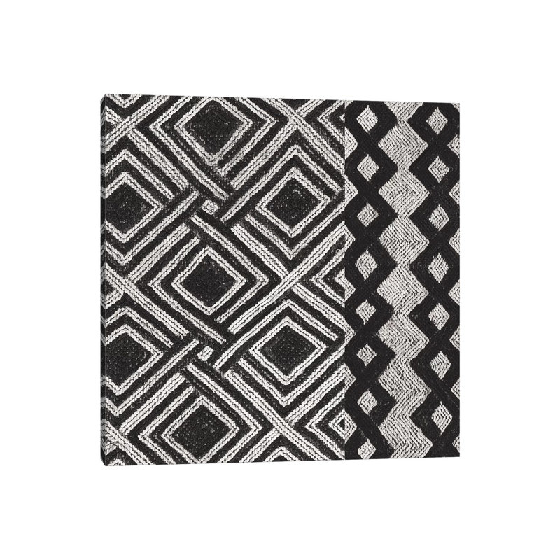 Kuba Cloth Mat III, BandW 1 Piece Wrapped Canvas Wall Art, 66.04cm H x 66.04cm W x 1.91cm D