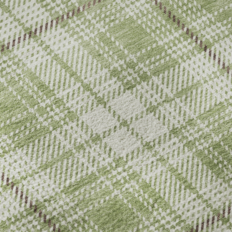 Premium Machine Washable Lyndhurst AMF993 Plaid Rug, Rectangle 9' x 12'