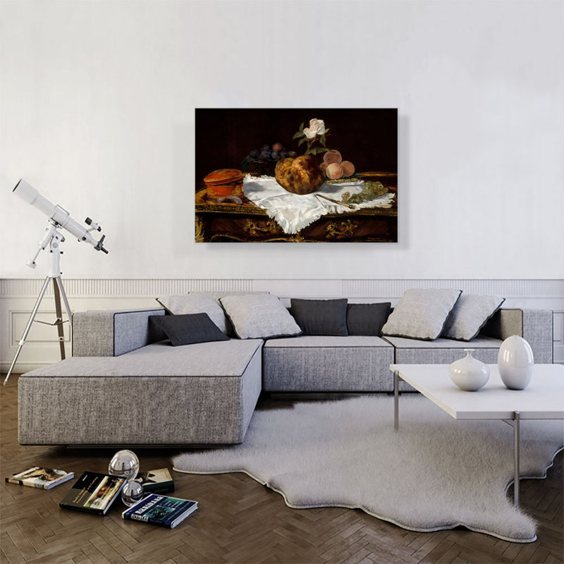 «The Brioche 1870» par Edward Manet, reproduction d'art sur toile tendue, H 26 po x l 40 po x P 0,75 po