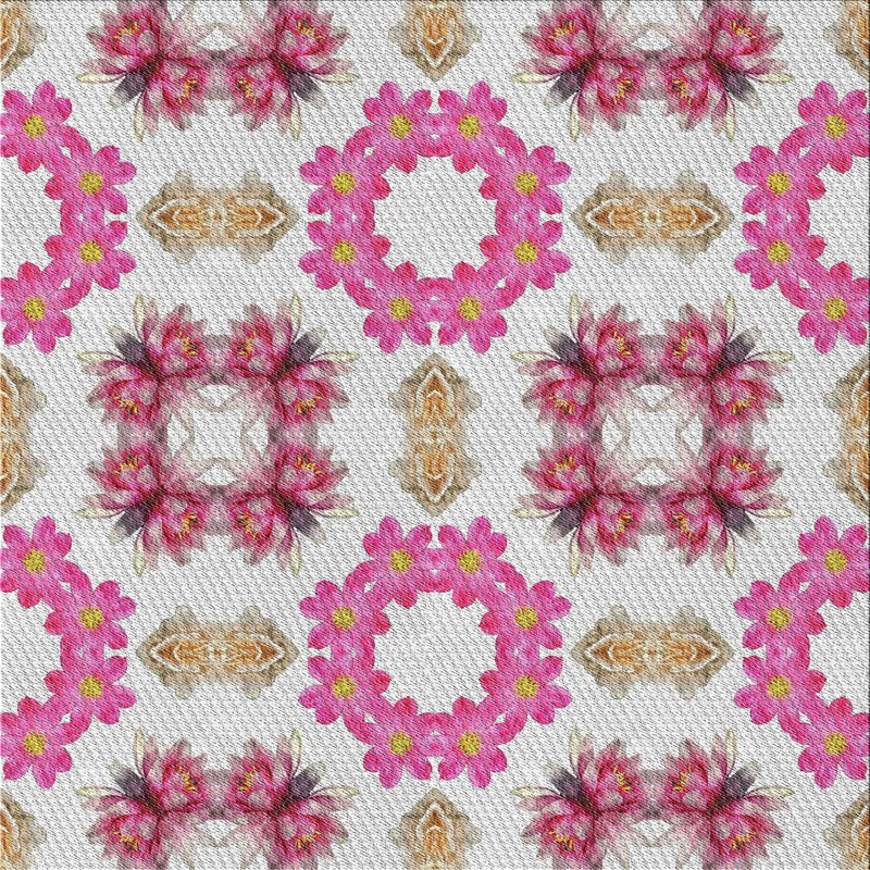 Tapis rose/brun tissé à la machine, Carré 7 pi