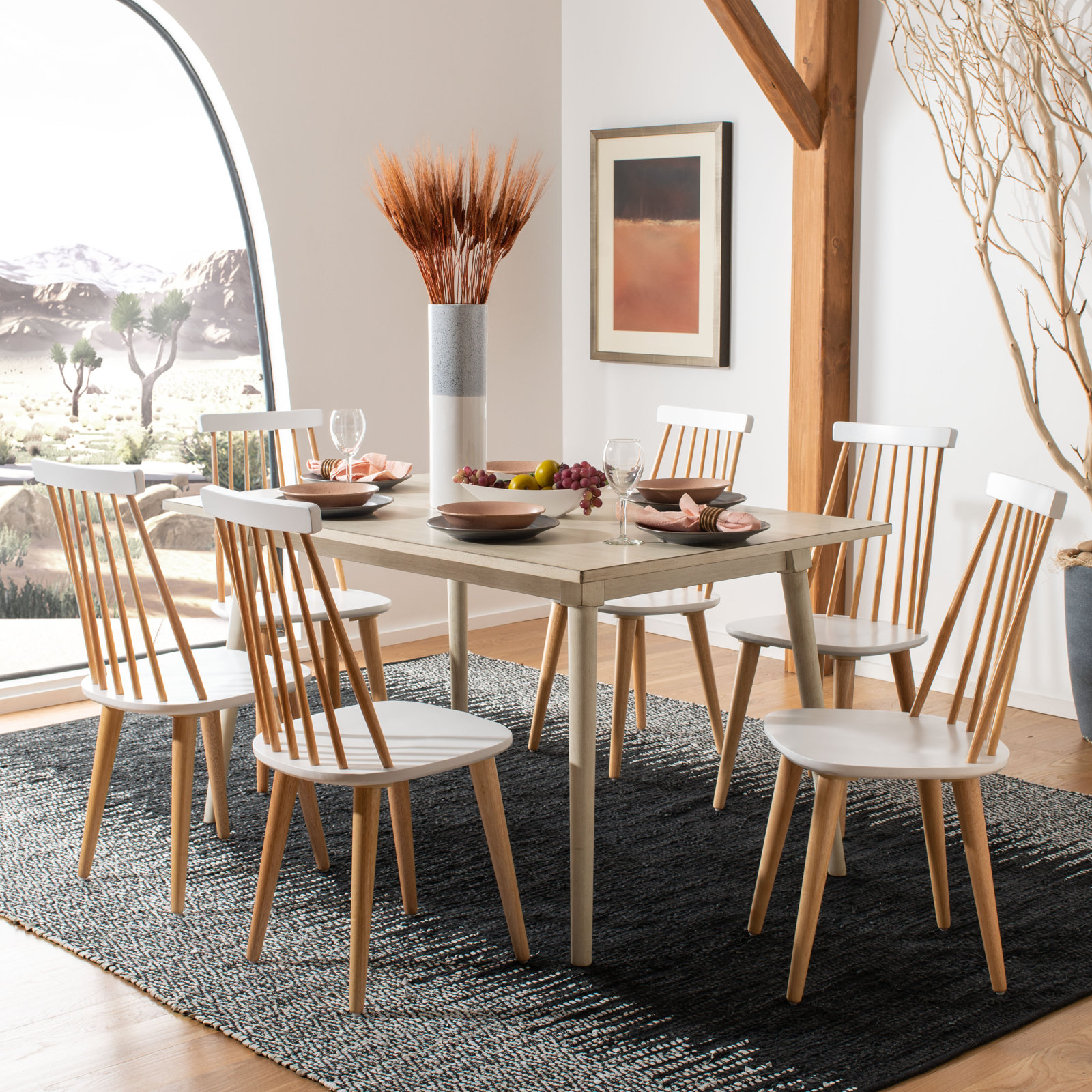 Rolde Dining Chair, White/Natural