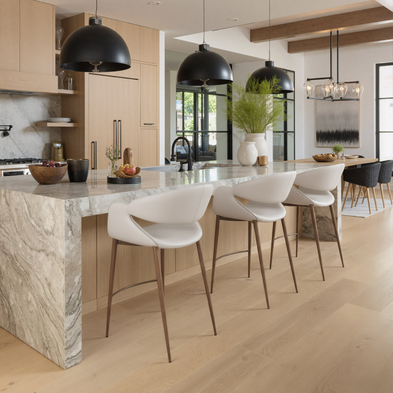 Limay Counter Stool Beige & Walnut