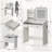 Makeup Vanity with LED Mirror & Charging Station, 2 Drawers & Storage Stool for Bedroom-1961286416