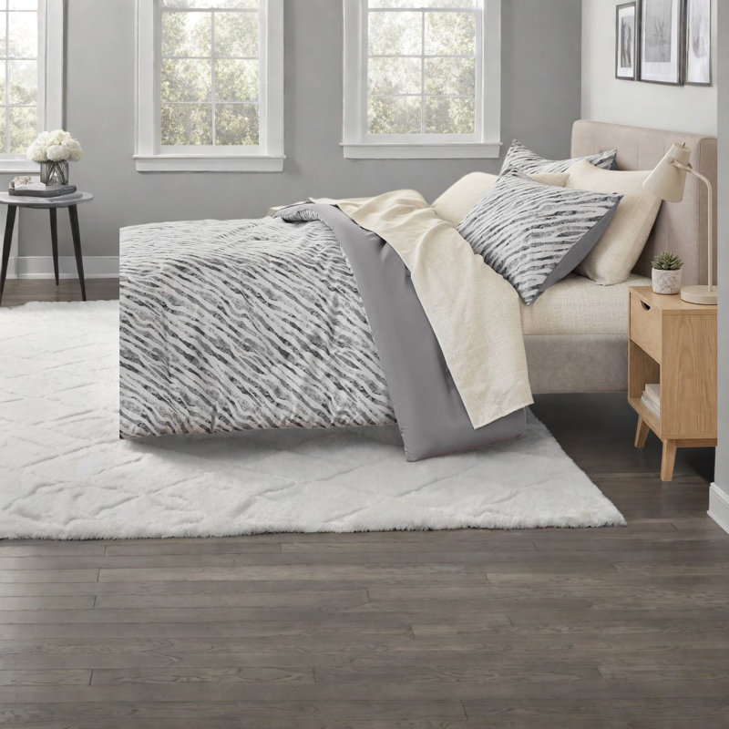 Modern Twin XL Bedding Sets, Polyester Comforter Sheet Set, Grey