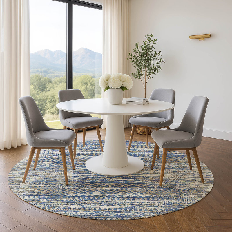 Premium Machine Washable Ansley Moroccan Rug, Round 8'