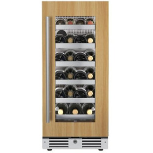 15 Inch Wide 23 Bottle Capacity Single Zone Wine Cooler with Alternating (Blue, White, Amber) LED lighting, Door Alarm, Touch Control Panel and Lockable Right Hinged Door