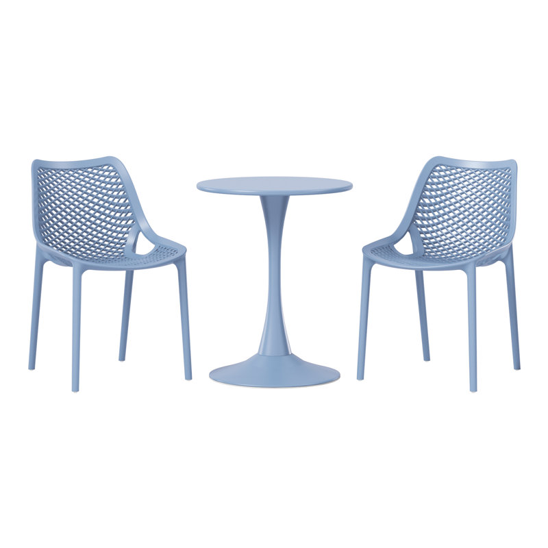 Ensemble repas extérieur 2 personnes, H 28,5 po x l 23,5 po x P 23,5 po, Bleu, 2