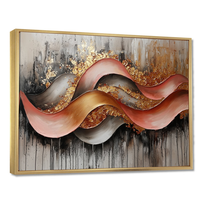 Offord - Abstract Wall Art, H 30 po x l 40 po, Impression encadrée flottante, Doré