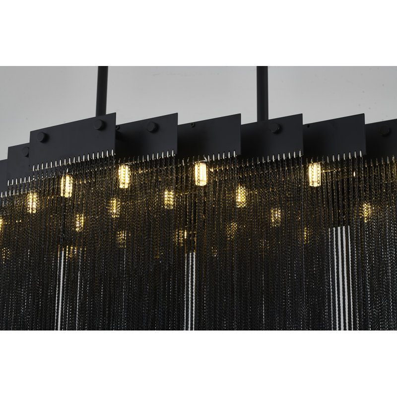 Lustre moderne à chaîne en aluminium 24 lumières , Noir satiné