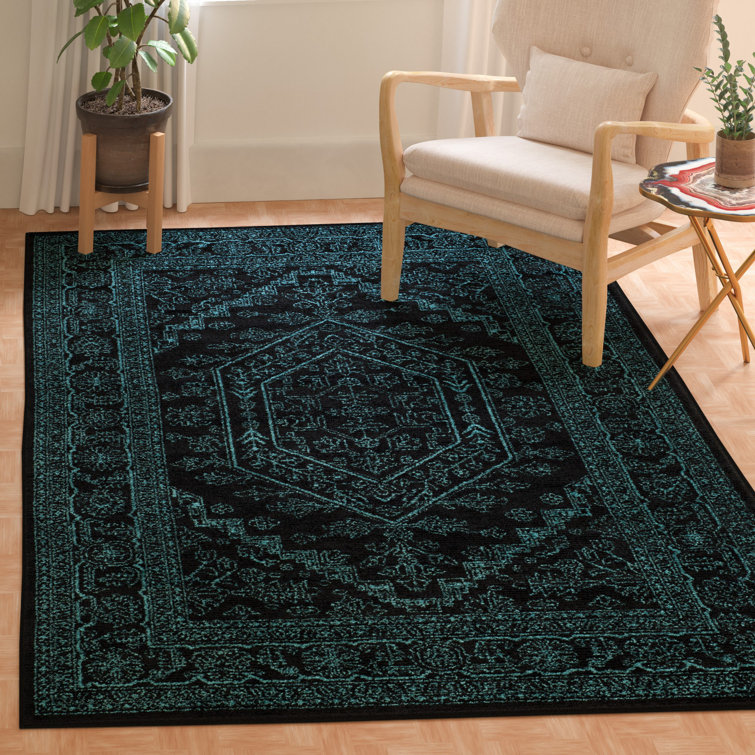 Alisa Oriental Black/Teal Area Rug
