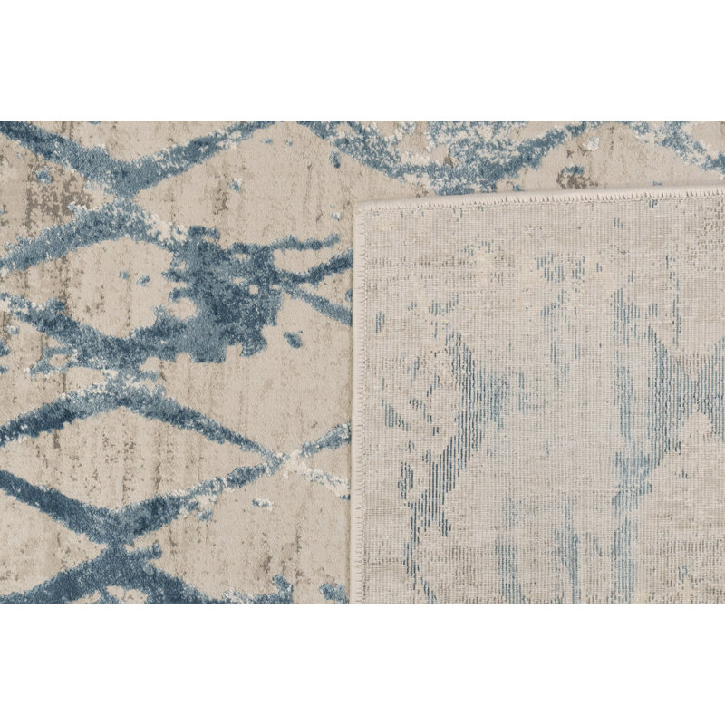 Tapis ivoire / bleu Alverez, Rectangle 2 pi x 3 pi 11 po