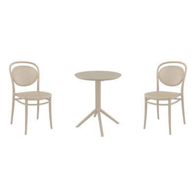 Farrah 24'' Round 2 - Person Bistro Set with Stacking Chairs