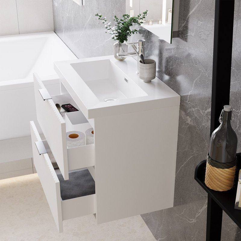 600mm Single Bathroom Vanity with Integrated Resin Basin