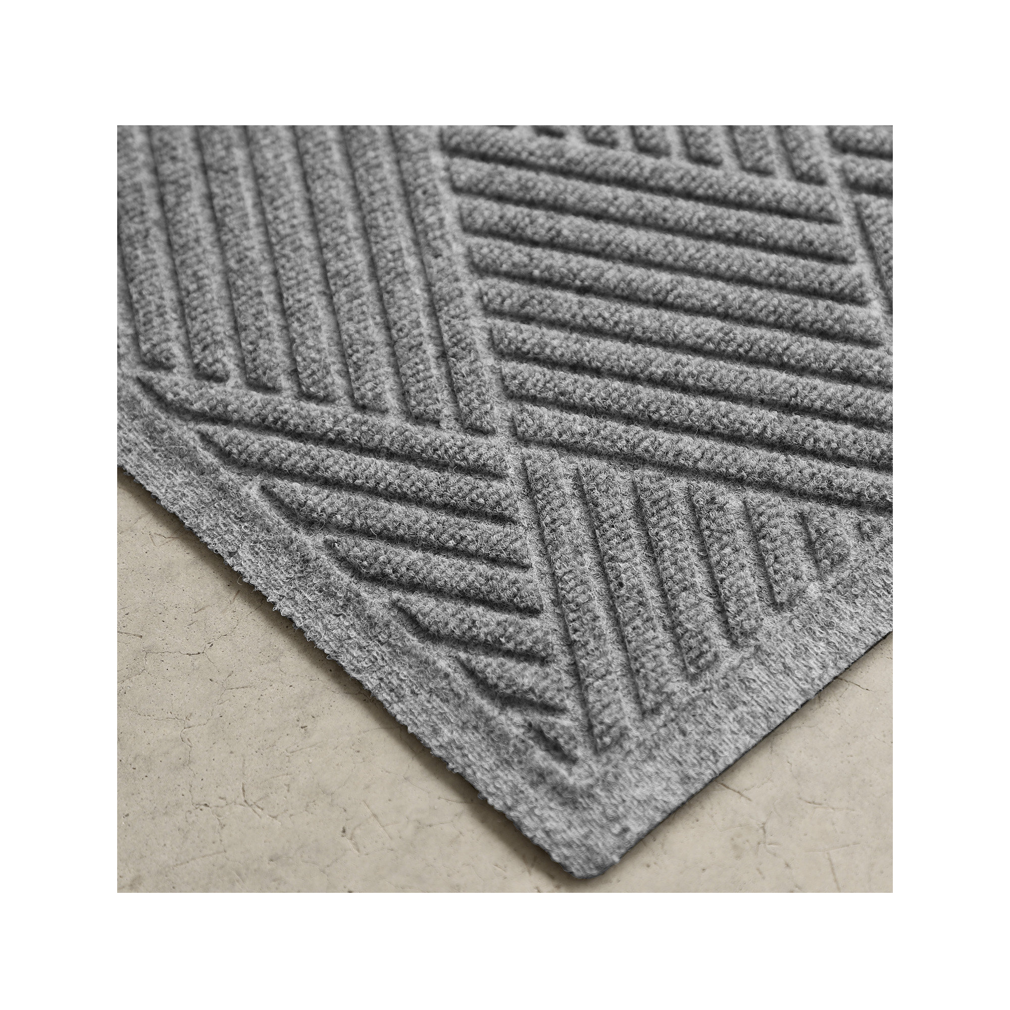 Waterhog Diamonds Indoor Outdoor Doormat, Half Oval 24" x 39", Medium Gray