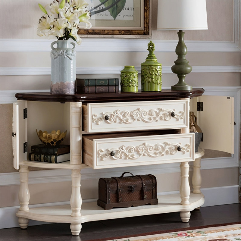 Console American Retro, H 34,25 po x l 55,12 po x P 15,75 po, Blanc