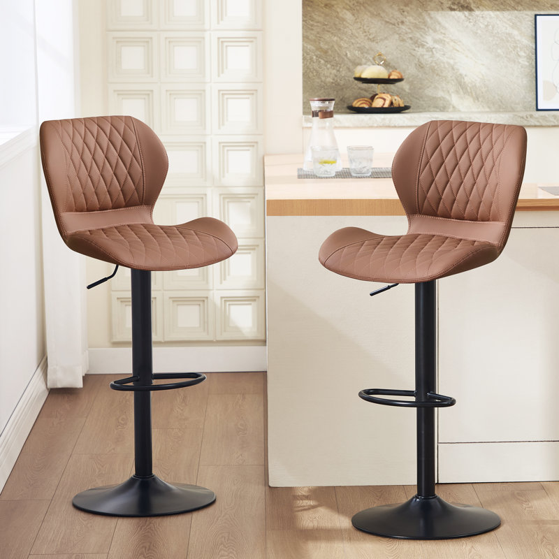 Tyrel Swivel Adjustable Height Bar Stool, Rusty Brown