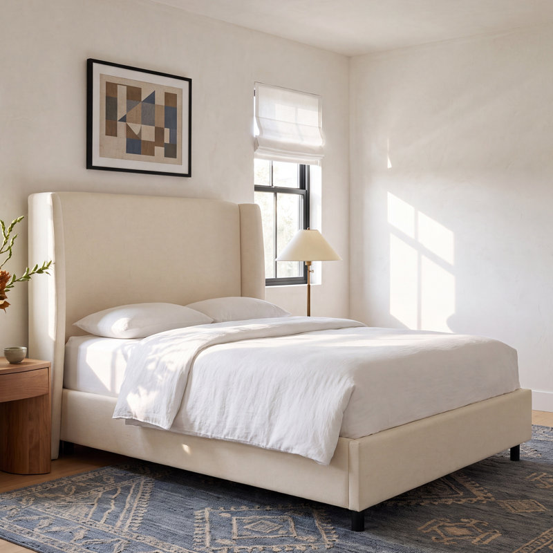 Tilly Upholstered Bed, King, Classic Talc Linen