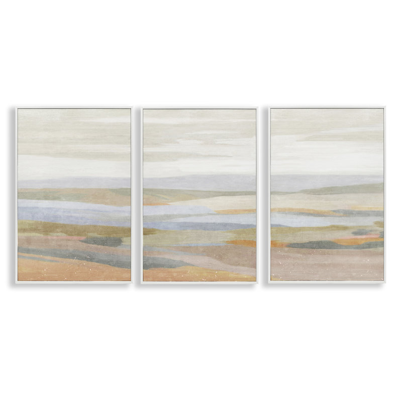  Ensemble de 3 estampes de Beachy, H 18 po x l 12 po, Estampe numérique encadrée blanc bord de mer