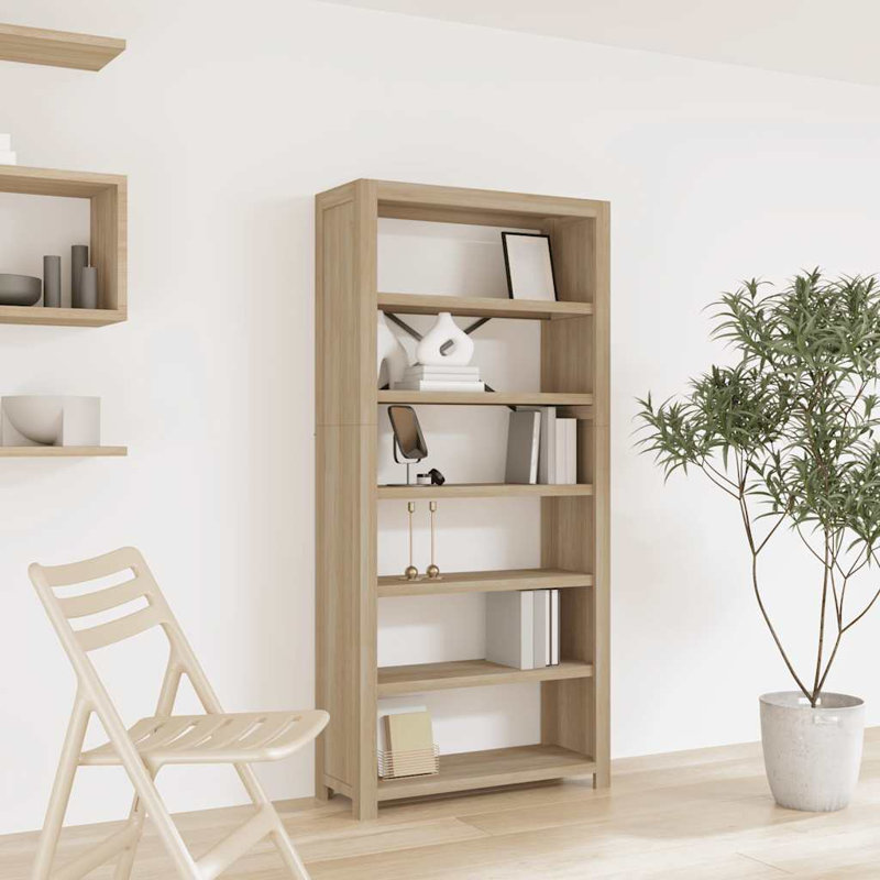 Bibliothèque et bibliothèque en bois brun, (6 tablettes) H 66,9 po x l 31,5 po x P 11,8 po