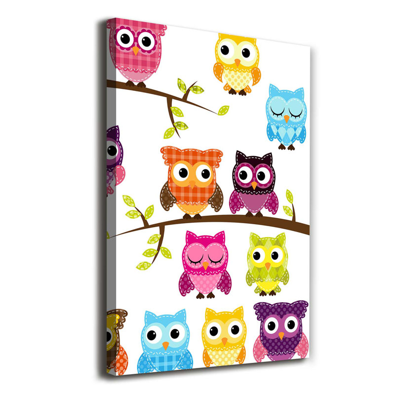 Colourful Owls - Wrapped Canvas Print