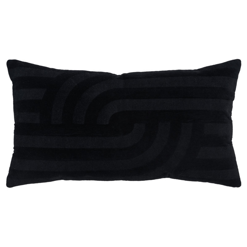 Housse de coussin rectangulaire 100% coton et insert, Noir
